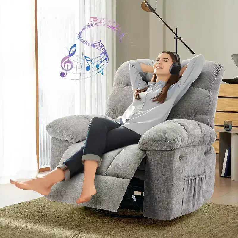 Fauteuil inclinable pivotant et coulissant – Rotation à 360°, bascule à 30°, inclinaison à 135°, chenille et châssis en acier