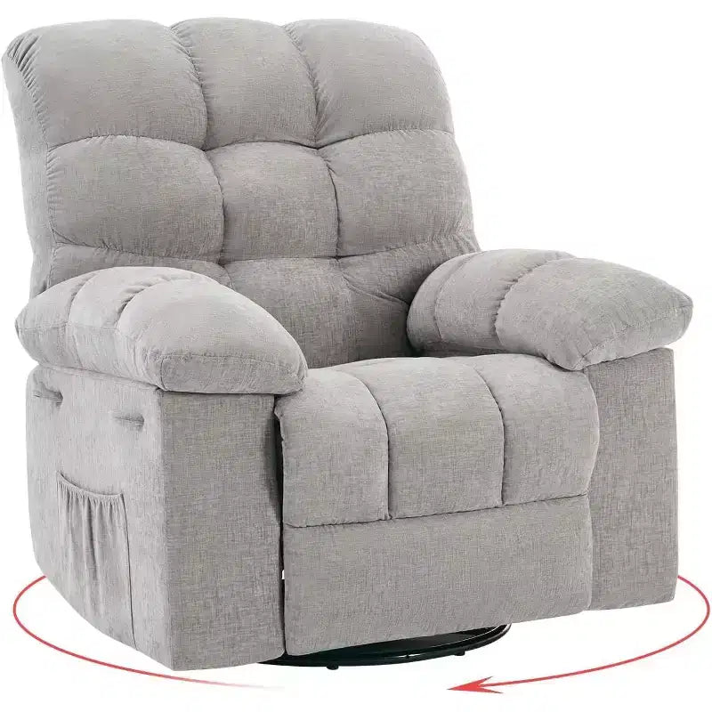 Fauteuil inclinable pivotant et coulissant – Rotation à 360°, bascule à 30°, inclinaison à 135°, chenille et châssis en acier