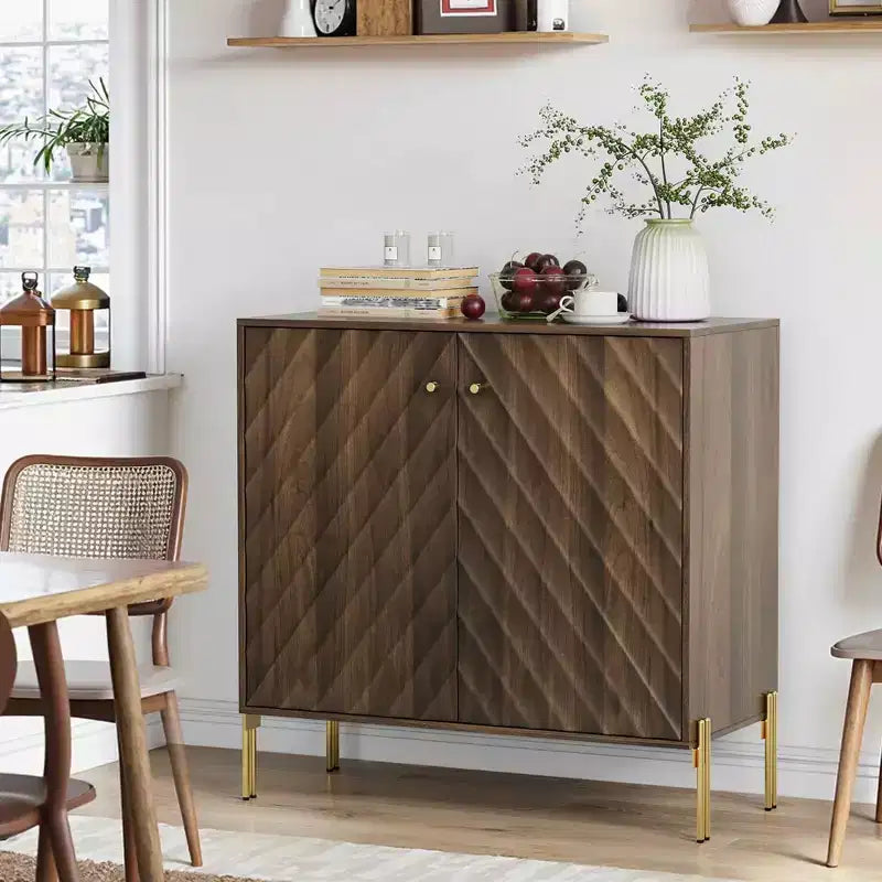 Buffet Mid-Century Moderne avec Armoire de Rangement pour Salon et Cuisine – Marron