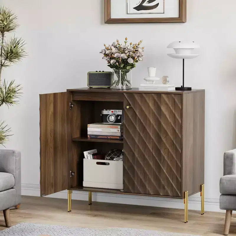 Buffet Mid-Century Moderne avec Armoire de Rangement pour Salon et Cuisine – Marron