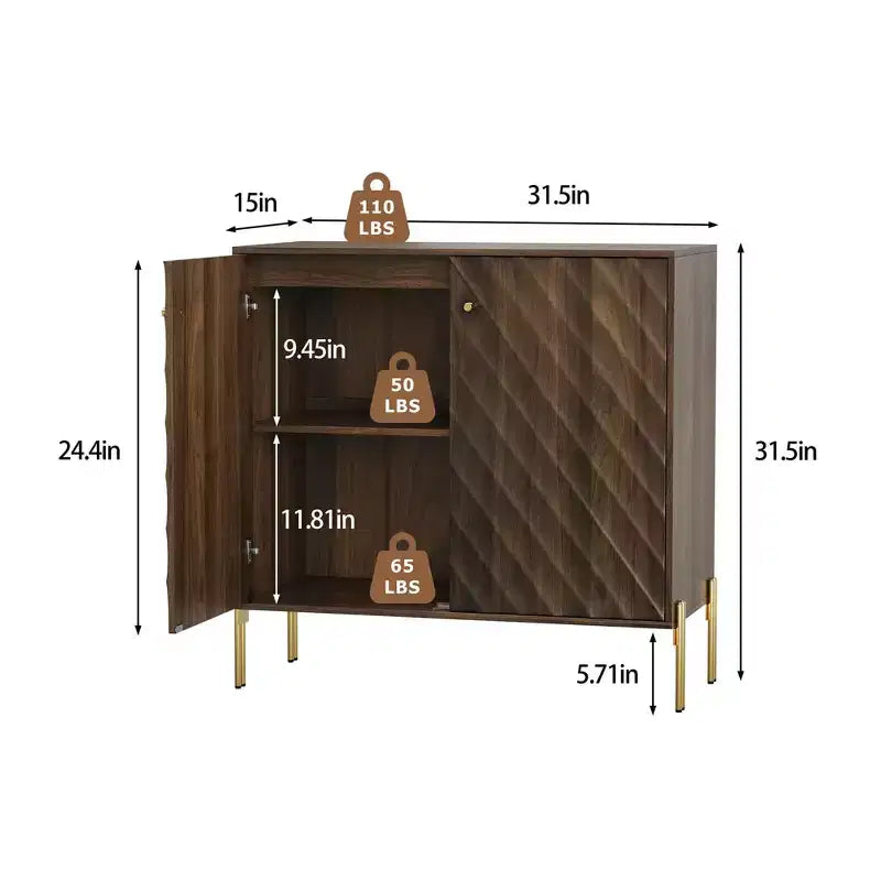 Buffet Mid-Century Moderne avec Armoire de Rangement pour Salon et Cuisine – Marron
