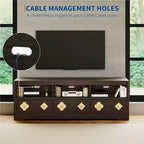 Meuble TV moderne du milieu du siècle de 178 cm pour téléviseurs jusqu'à 85", meuble de divertissement avec tiroir gravé et étagères de rangement ouvertes