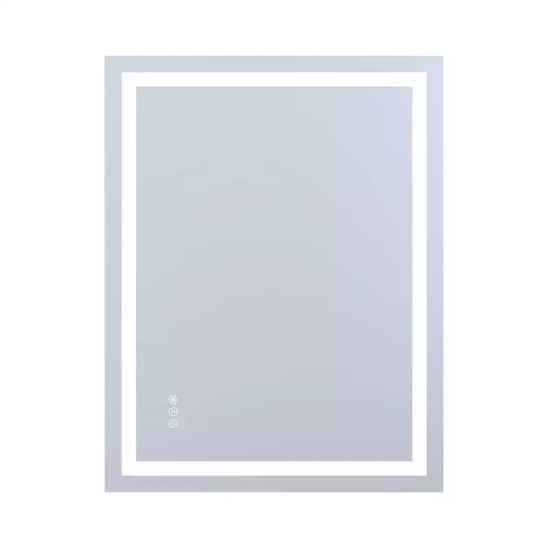 Miroir de vanité LED anti-buée 28x36 – Verre trempé mural, 3 modes de couleur