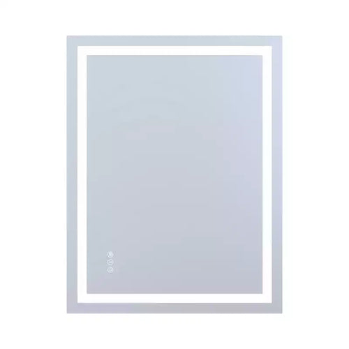 Miroir de vanité LED anti-buée 28x36 – Verre trempé mural, 3 modes de couleur