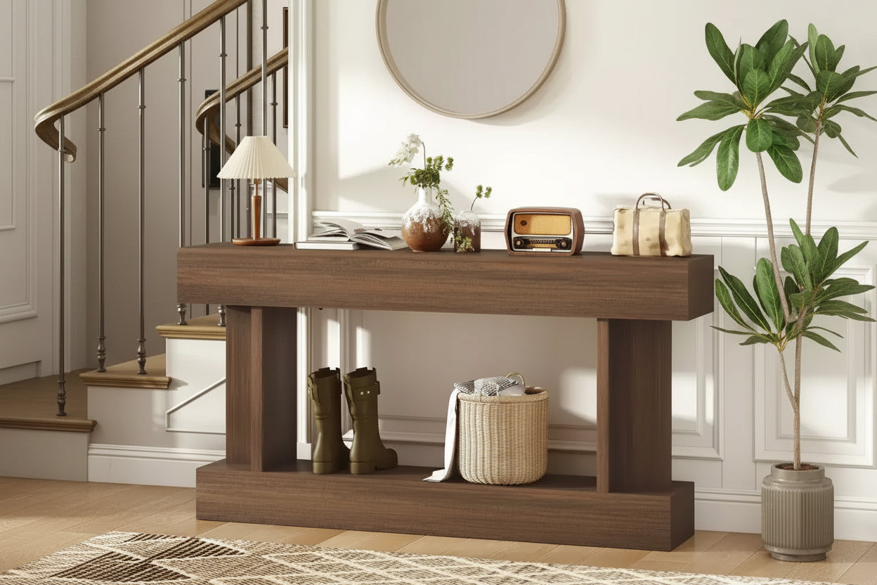 HOMCOM 63 Inch Long Console Table, Vintage Entryway Table