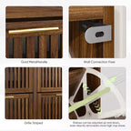 Meuble à chaussures Noyer 60 cm avec 2 tiroirs basculants et barrière – Rangement pour entrée et couloir