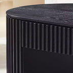 Table basse piédestal ovale moderne en bois avec tiroir et relief fait à la main