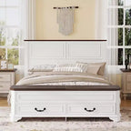 Lit Queen Pinewood style ferme avec banc de rangement et 2 grands tiroirs
