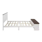 Lit Queen Pinewood style ferme avec banc de rangement et 2 grands tiroirs
