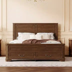 Lit Queen Pinewood style ferme avec banc de rangement et 2 grands tiroirs