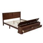 Lit Queen Pinewood style ferme avec banc de rangement et 2 grands tiroirs