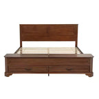 Lit Queen Pinewood style ferme avec banc de rangement et 2 grands tiroirs