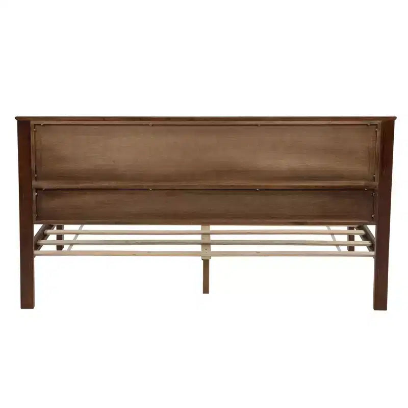 Lit Queen Pinewood style ferme avec banc de rangement et 2 grands tiroirs