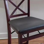 Tabouret de bar pliant X-Back en similicuir – Espresso, Siège rembourré, Hauteur 61-86 cm