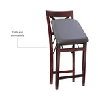 Tabouret de bar pliant X-Back en similicuir – Espresso, Siège rembourré, Hauteur 61-86 cm