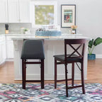 Tabouret de bar pliant X-Back en similicuir – Espresso, Siège rembourré, Hauteur 61-86 cm