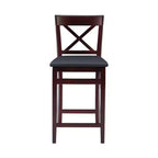 Tabouret de bar pliant X-Back en similicuir – Espresso, Siège rembourré, Hauteur 61-86 cm