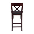 Tabouret de bar pliant X-Back en similicuir – Espresso, Siège rembourré, Hauteur 61-86 cm