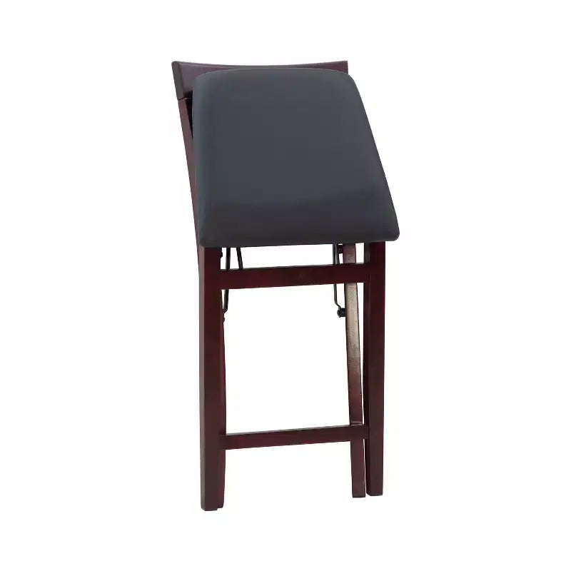 Tabouret de bar pliant X-Back en similicuir – Espresso, Siège rembourré, Hauteur 61-86 cm