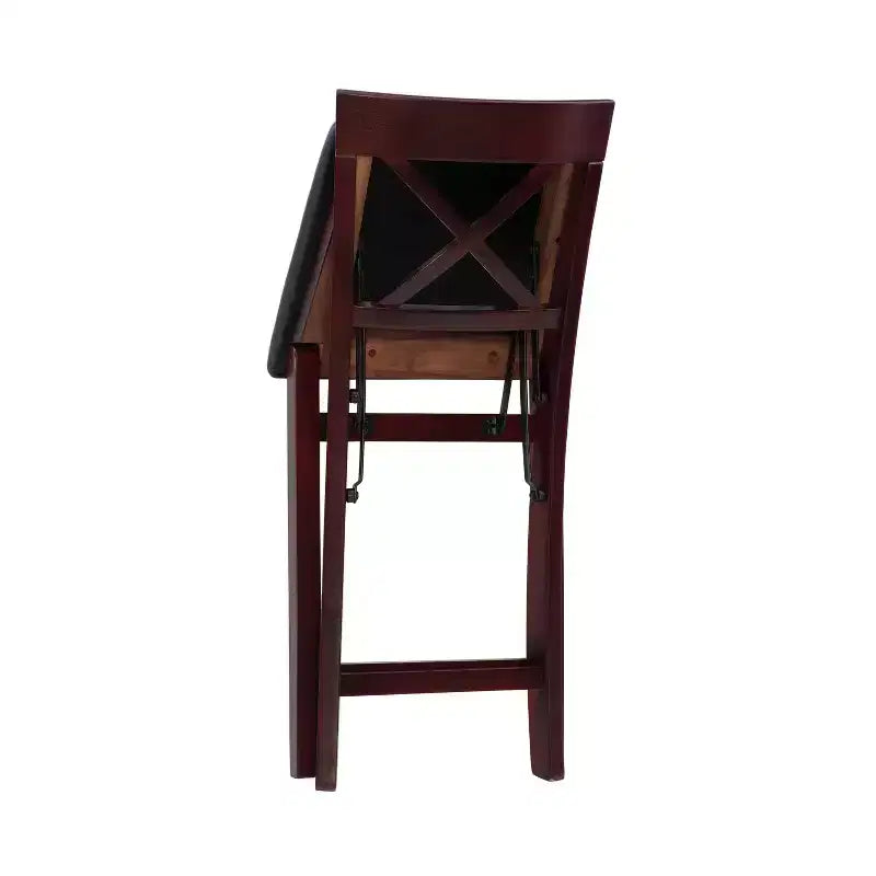 Tabouret de bar pliant X-Back en similicuir – Espresso, Siège rembourré, Hauteur 61-86 cm