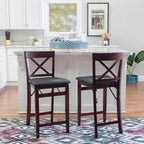 Tabouret de bar pliant X-Back en similicuir – Espresso, Siège rembourré, Hauteur 61-86 cm