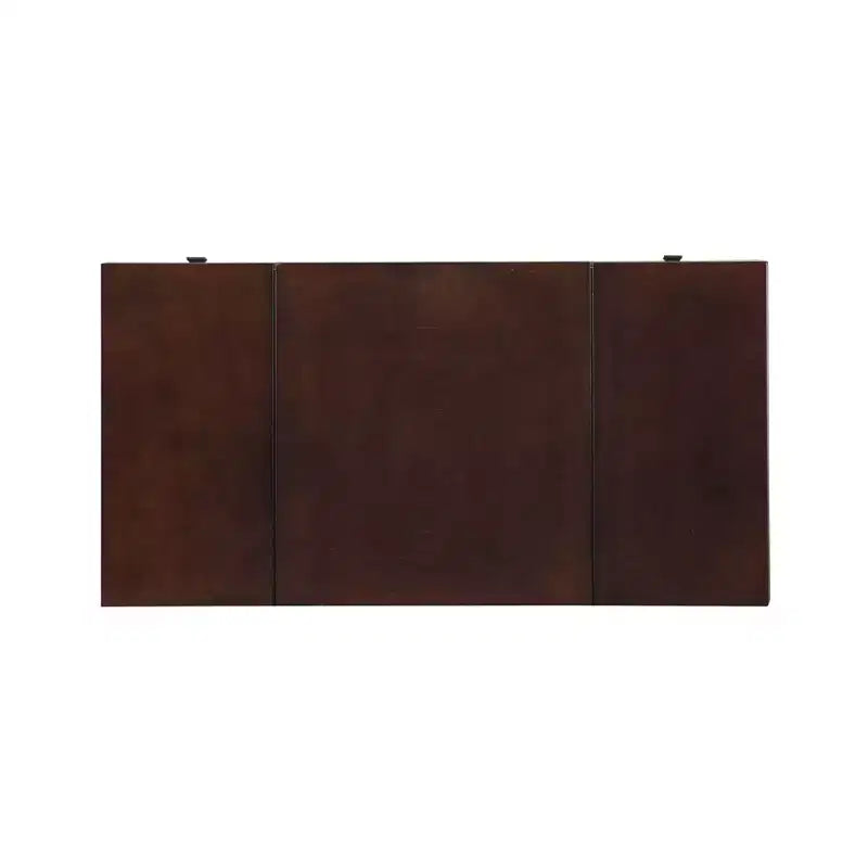 Coiffeuse traditionnelle en noyer avec miroir escamotable, 2 tiroirs et tabouret rembourré crème