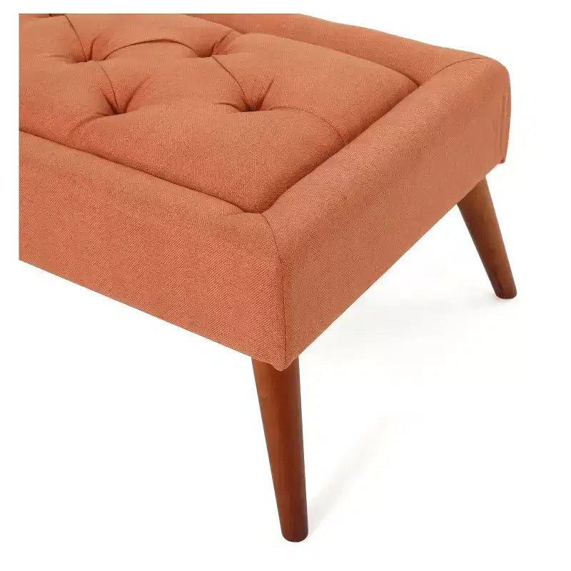 Pouff Rectangulaire Capitonnage Orange – Banc d'Entrée Rembourré