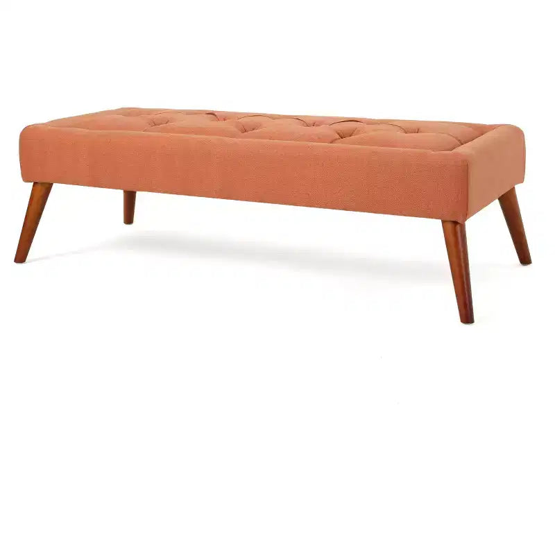 Pouff Rectangulaire Capitonnage Orange – Banc d'Entrée Rembourré