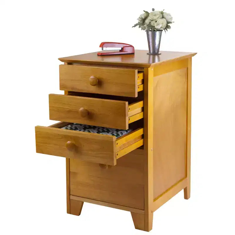 Classeur vertical à 4 tiroirs brun miel – Rangement pour bureau à domicile, compatible avec bureau en L
