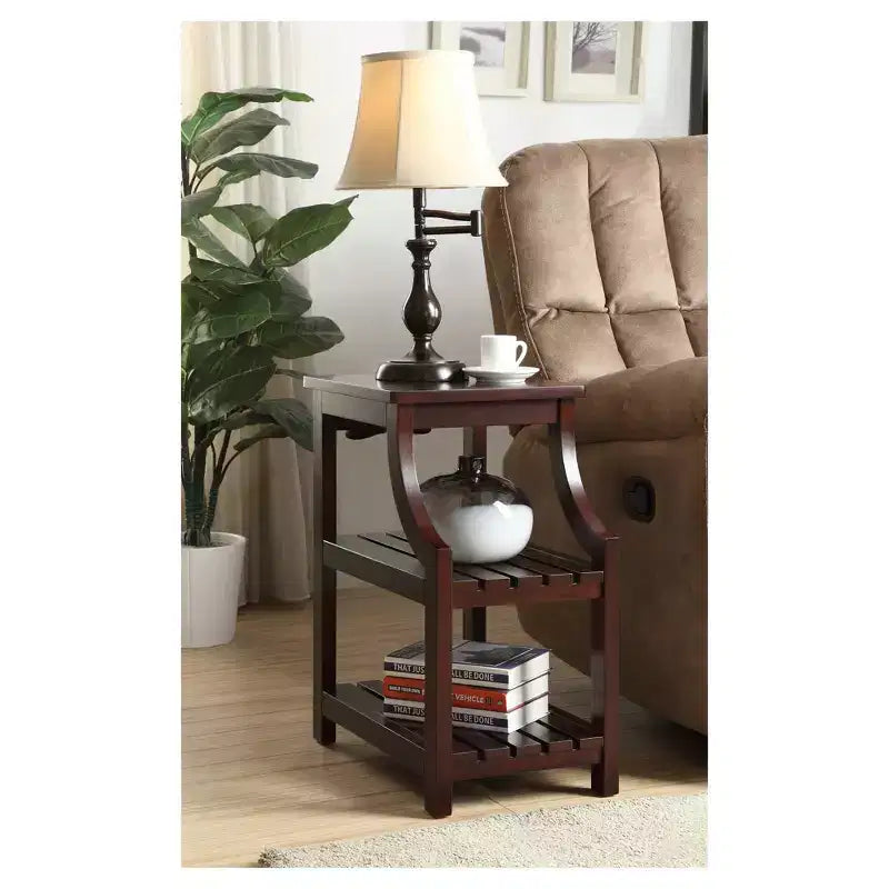 Table d'appoint avec ports USB et étagères – 2 niveaux, rangement avec prise électrique