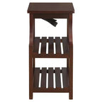 Table d'appoint avec ports USB et étagères – 2 niveaux, rangement avec prise électrique