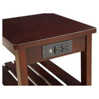 Table d'appoint avec ports USB et étagères – 2 niveaux, rangement avec prise électrique