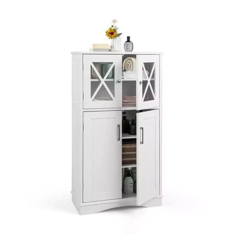 Meuble de Rangement Salle de Bain Meuble Colonne de Rangement avec Portes et Étagères Réglables Noir/Gris/Marron/Blanc