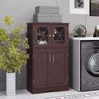 Meuble de Rangement Salle de Bain Meuble Colonne de Rangement avec Portes et Étagères Réglables Noir/Gris/Marron/Blanc