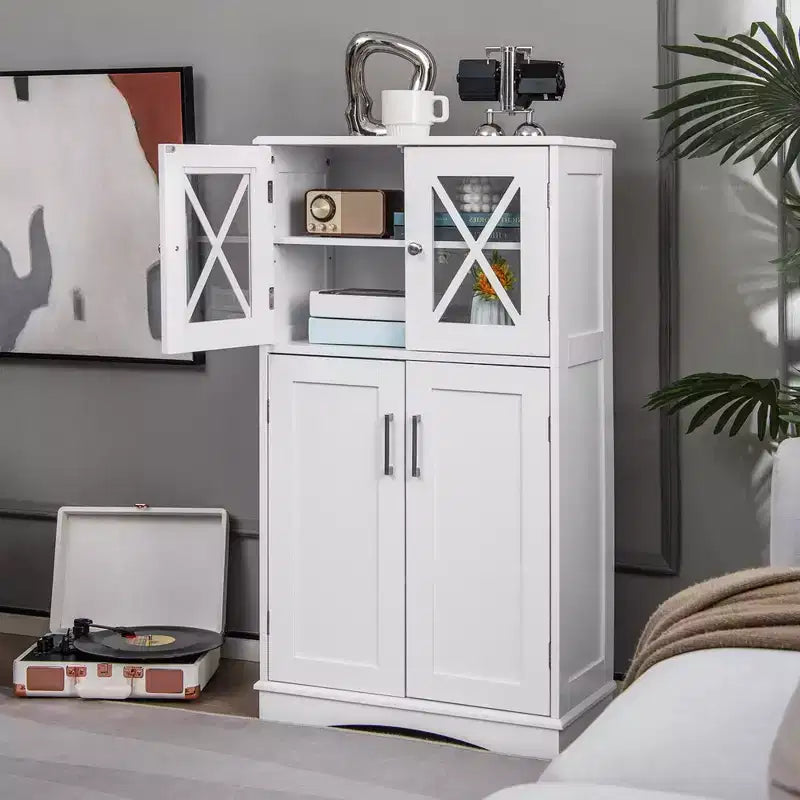 Meuble de Rangement Salle de Bain Meuble Colonne de Rangement avec Portes et Étagères Réglables Noir/Gris/Marron/Blanc