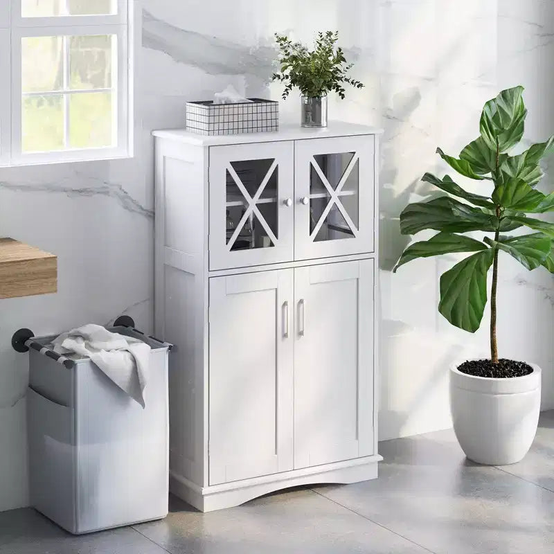 Meuble de Rangement Salle de Bain Meuble Colonne de Rangement avec Portes et Étagères Réglables Noir/Gris/Marron/Blanc