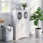 Meuble de Rangement Salle de Bain Meuble Colonne de Rangement avec Portes et Étagères Réglables Noir/Gris/Marron/Blanc