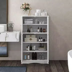 Meuble de Rangement Salle de Bain Meuble Colonne de Rangement avec Portes et Étagères Réglables Noir/Gris/Marron/Blanc