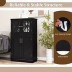 Meuble de Rangement Salle de Bain Meuble Colonne de Rangement avec Portes et Étagères Réglables Noir/Gris/Marron/Blanc