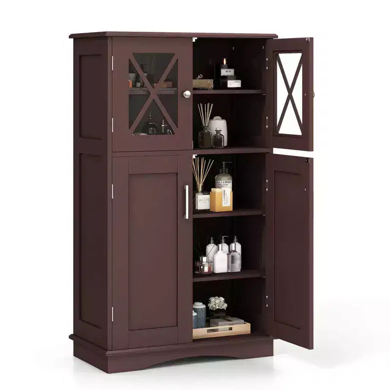 Meuble de Rangement Salle de Bain Meuble Colonne de Rangement avec Portes et Étagères Réglables Noir/Gris/Marron/Blanc