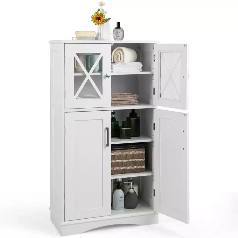 Meuble de Rangement Salle de Bain Meuble Colonne de Rangement avec Portes et Étagères Réglables Noir/Gris/Marron/Blanc